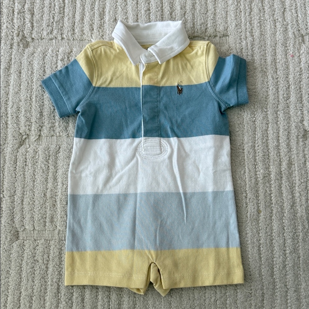 Ralph Lauren Yellow and Blue Polo Romper
